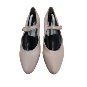 Ruby Label Beige Leather Pointed Toe Mary Jane Flats Coquette Balletcore minimal